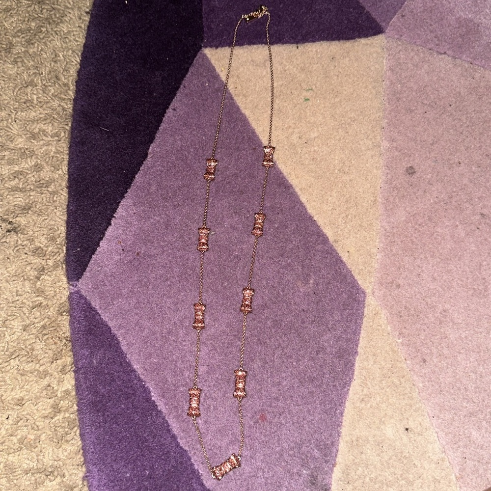 Kate Spade “Take a Bow” Rose Gold, Pink Glitter Chain Necklace, NWOT - Picture 6 of 8